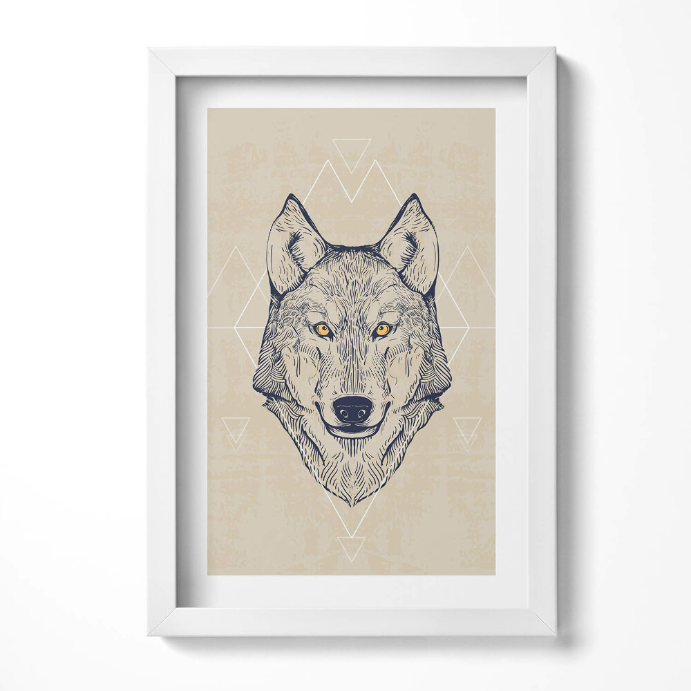 Obraz s rámem elegantní Vlčí hlava