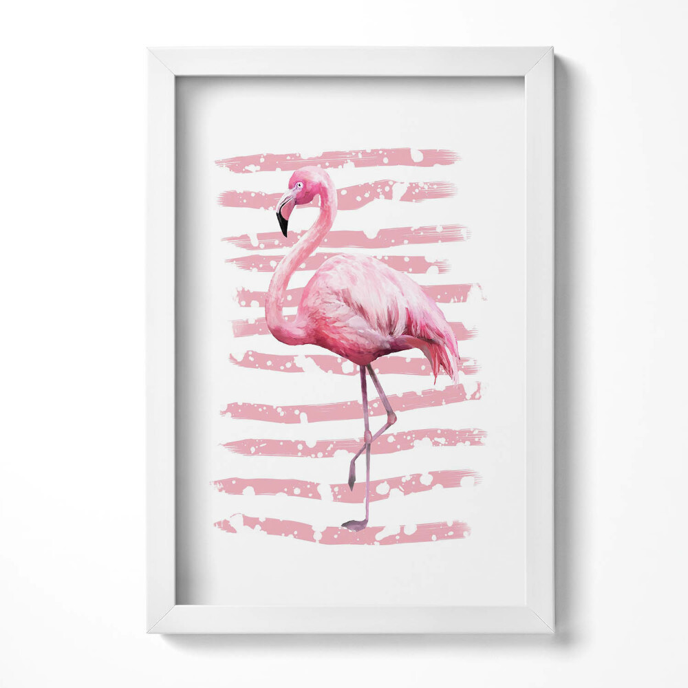 Obraz s rámem elegantní Plameňák