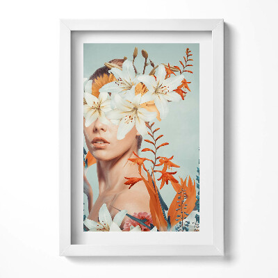 Obraz s rámem elegantní Abstraktní žena s květinami