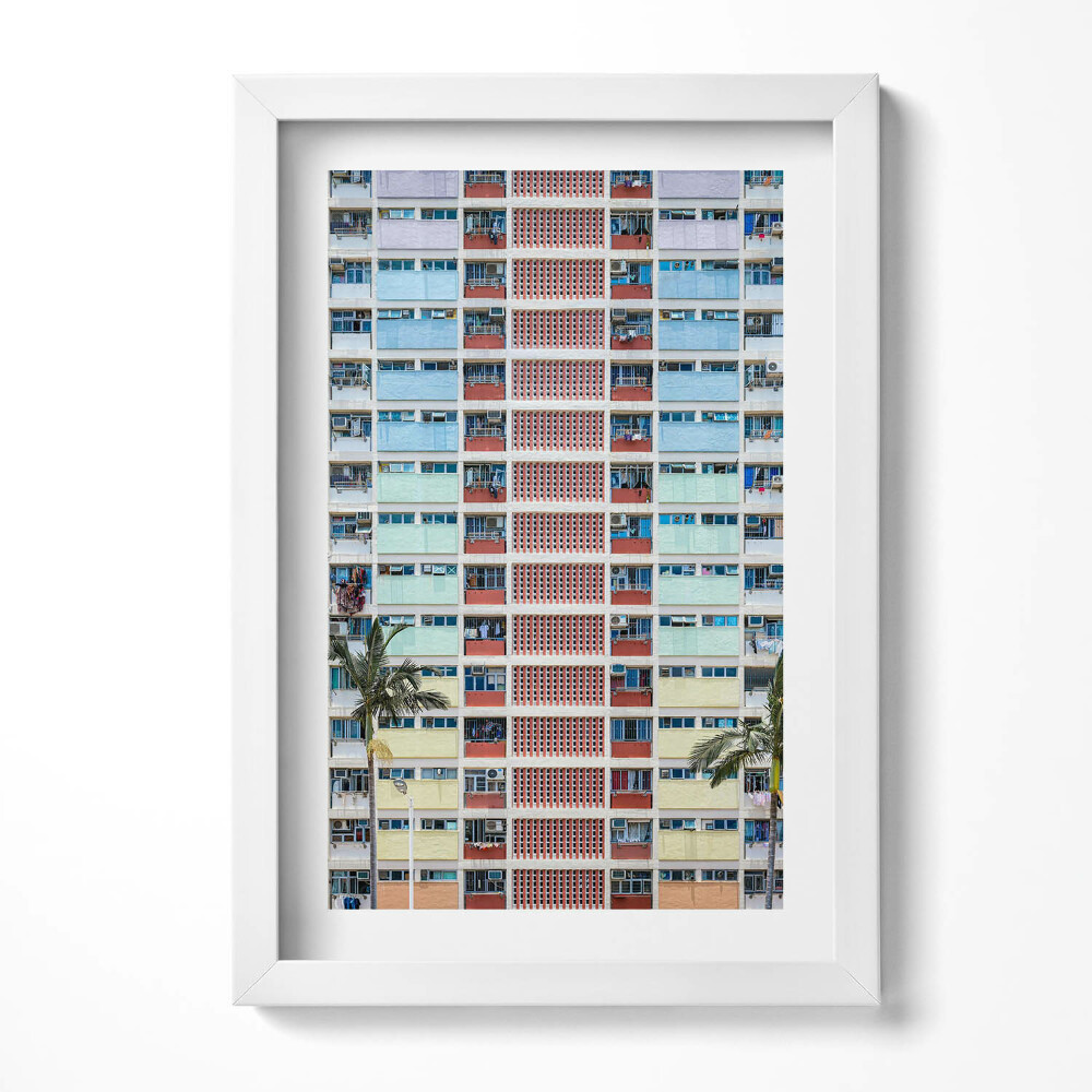 Obraz s rámem elegantní Barevná budova Hong Kong