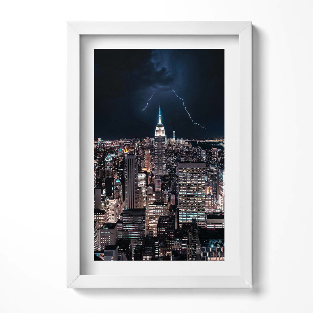 Obraz s rámem elegantní New York mrakodrapy v noci