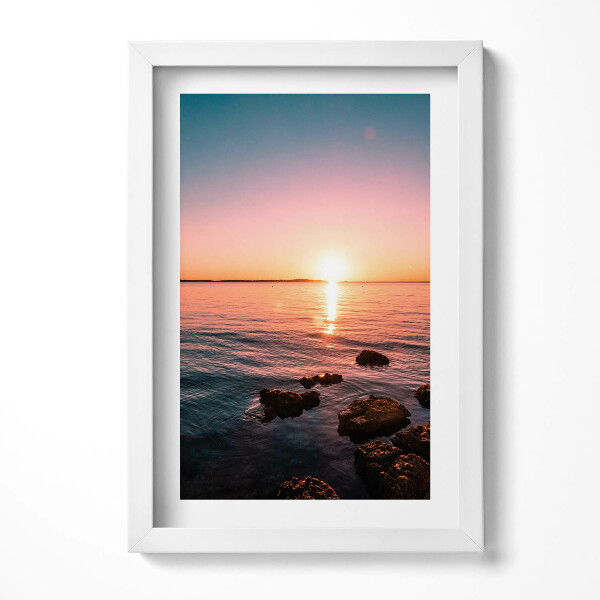 Obraz s rámem elegantní Skály při západu slunce