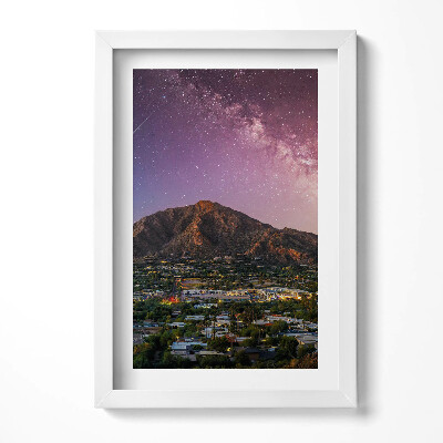Obraz s rámem elegantní Hory s galaxií na obloze