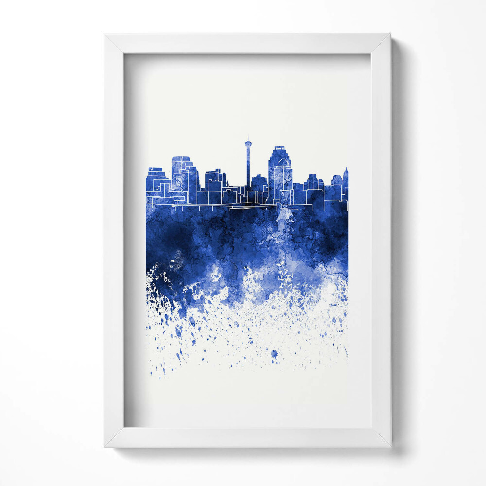 Obraz s rámem elegantní Panorama San Antonio akvarelů