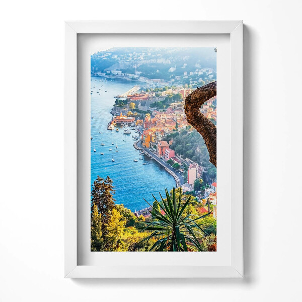 Obraz s rámem elegantní Vesnice Villefranche-sur-Mer