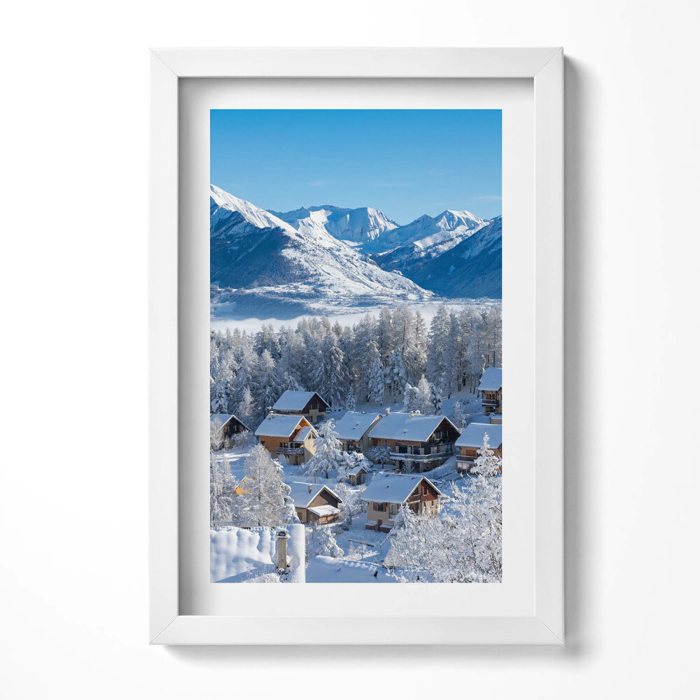 Obraz s rámem elegantní Položte sníh v Alpách