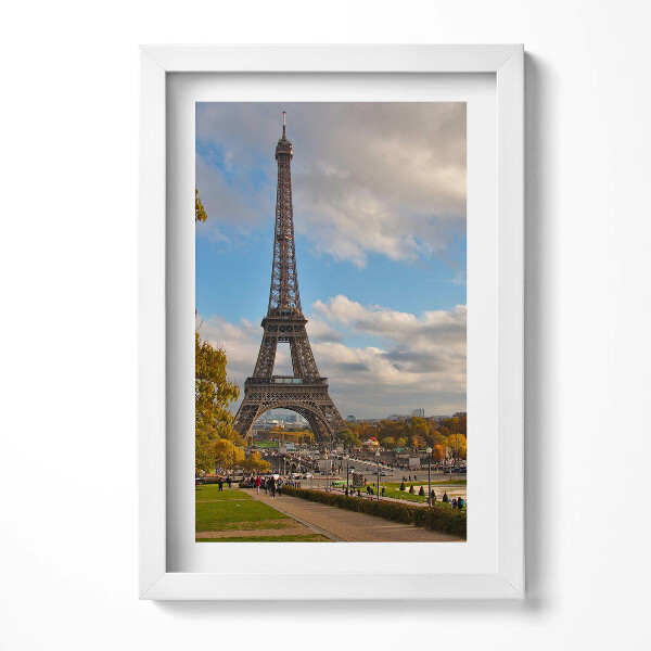 Obraz s rámem elegantní Eiffelova věž na podzim ve Francii