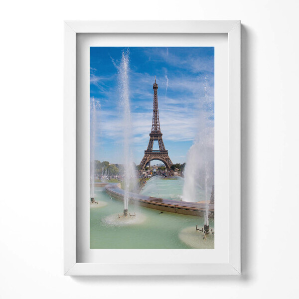 Obraz s rámem elegantní Fontána Eiffelova věž v Paříži