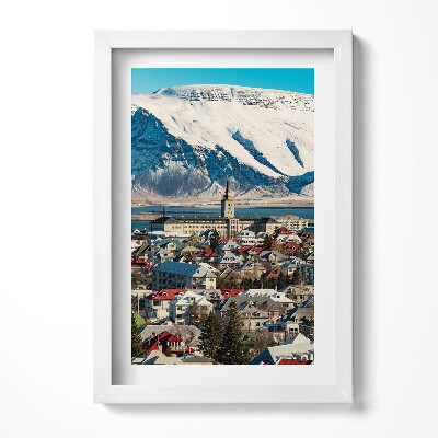 Obraz s rámem elegantní Pohled na Reykjavík Island