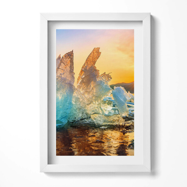 Obraz s rámem elegantní Kus ledu při východu slunce