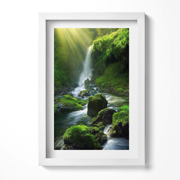 Obraz s rámem elegantní Vodopád a skály