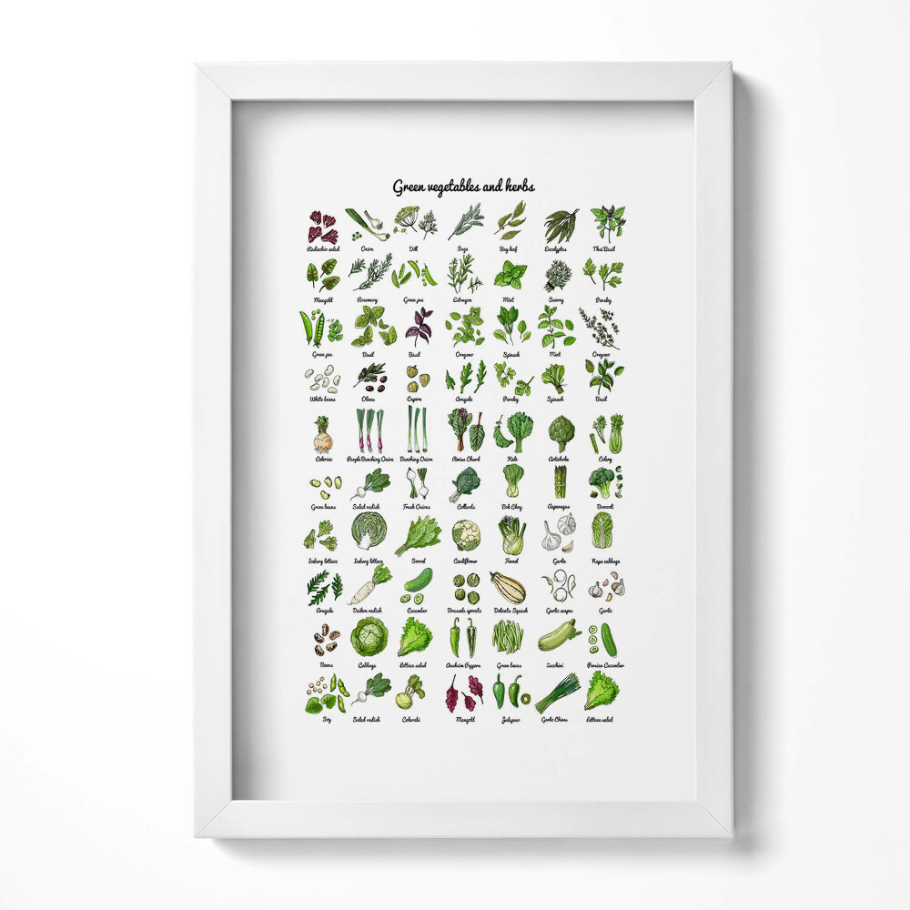 Obraz s rámem elegantní Zelená zelenina