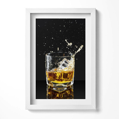 Obraz s rámem elegantní Sklenka whisky
