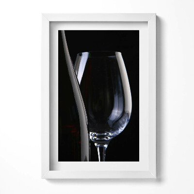 Obraz s rámem elegantní Sklenice a láhev