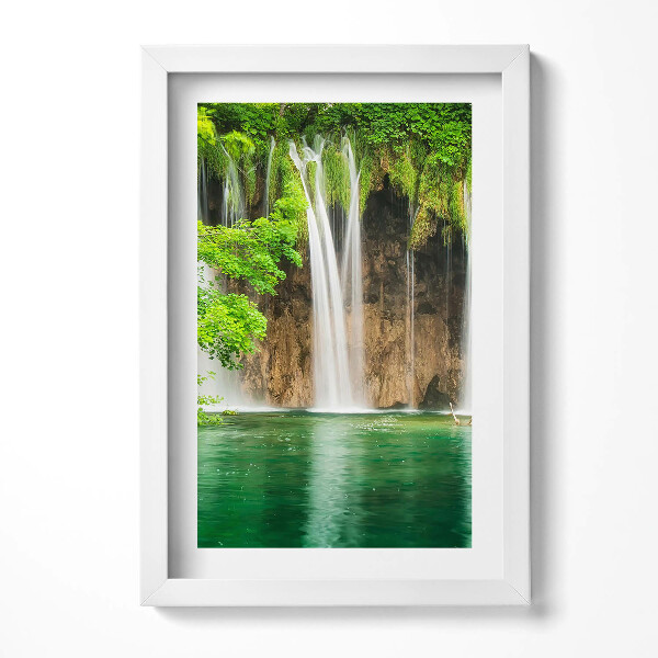 Obraz s rámem elegantní Příroda - jezero vodopád a vegetace