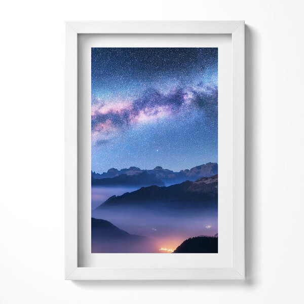 Obraz s rámem elegantní Hvězdná obloha nad horami