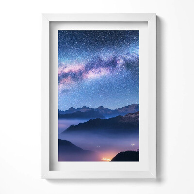 Obraz s rámem elegantní Hvězdná obloha nad horami