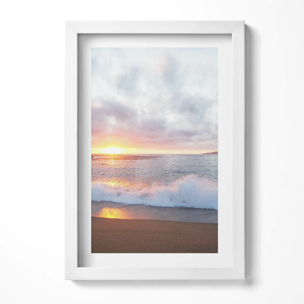Obraz s rámem elegantní Mořská pláž a západ slunce
