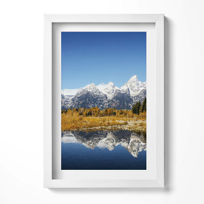 Obraz s rámem elegantní Horské jezero a podzimní stromy