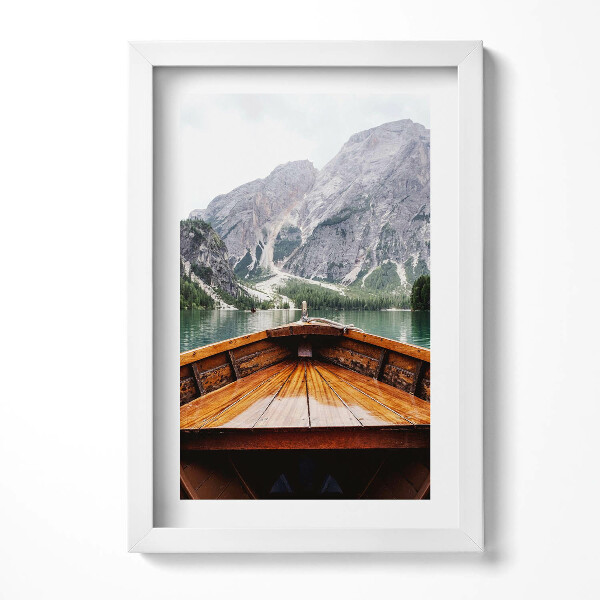 Obraz s rámem elegantní Loď na horském jezeře
