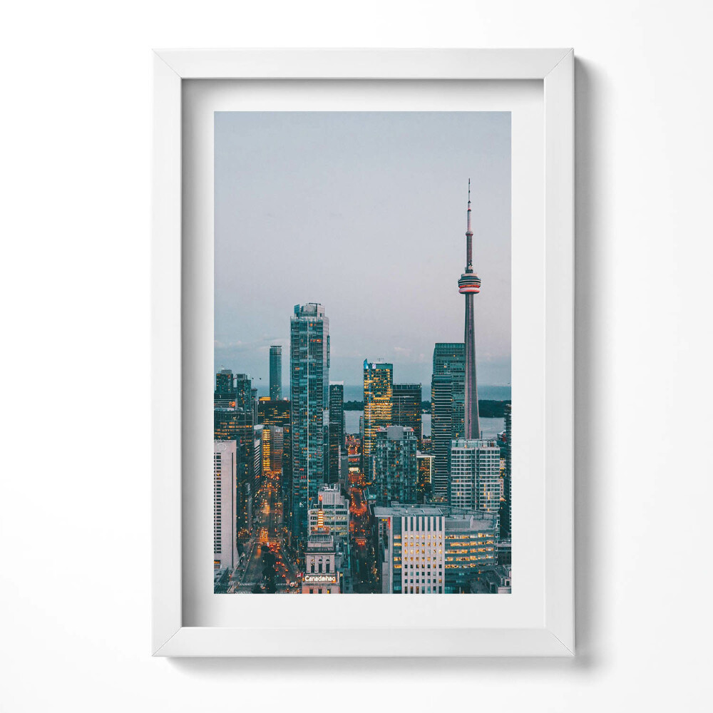 Obraz s rámem elegantní Panorama města ve večerních hodinách