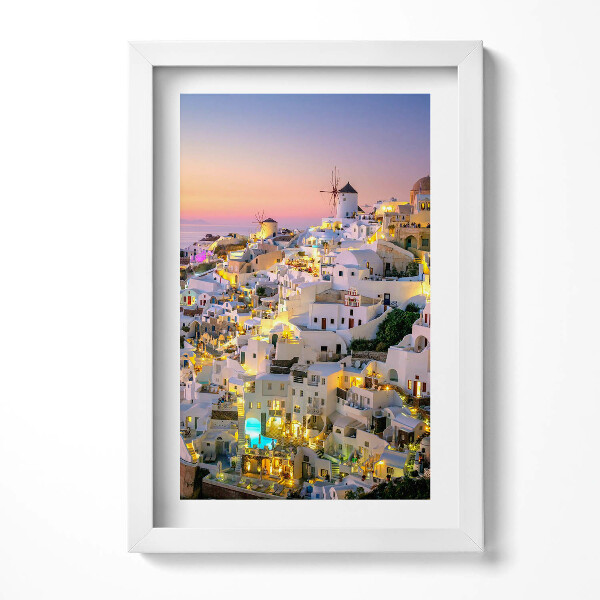 Obraz s rámem elegantní Architektura Santorini ve večerním Řecku