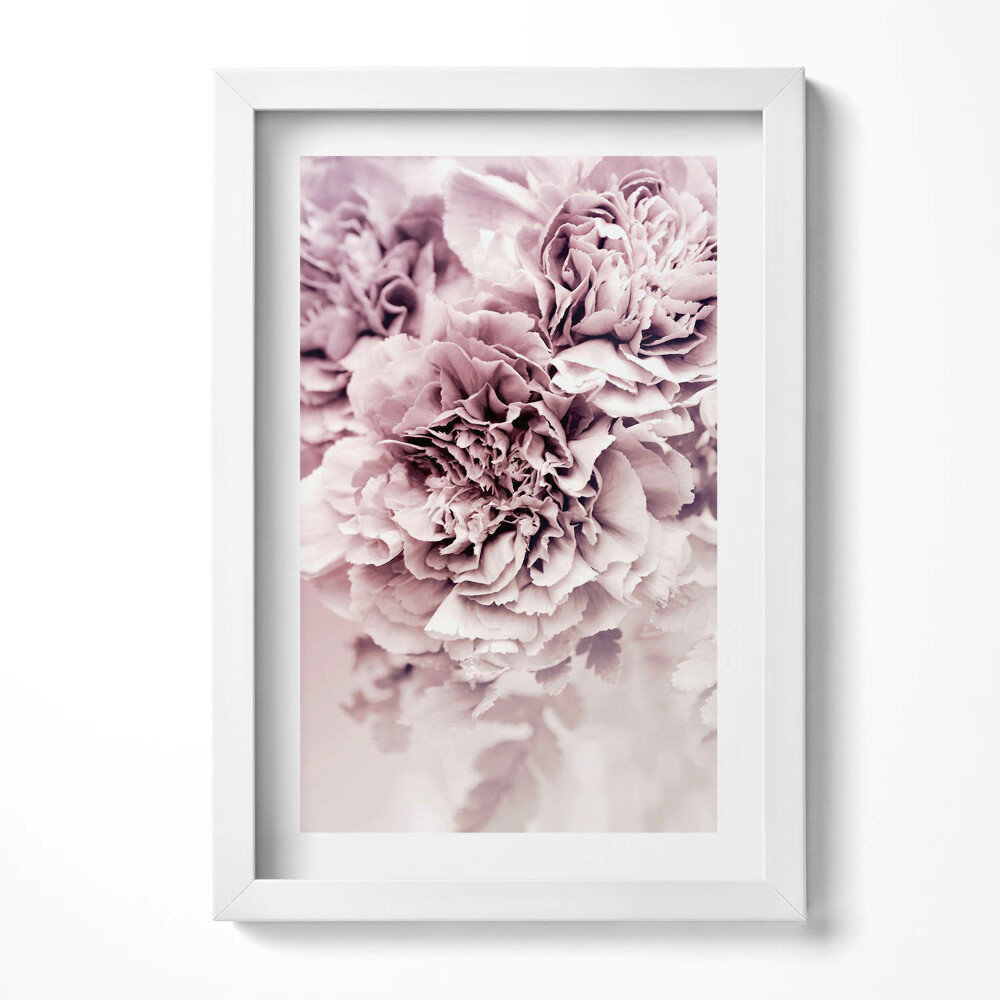 Obraz s rámem elegantní Světle růžové okvětní lístky pivoněk