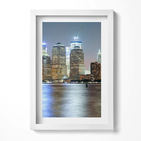 Obraz s rámem elegantní Panorama města v noci