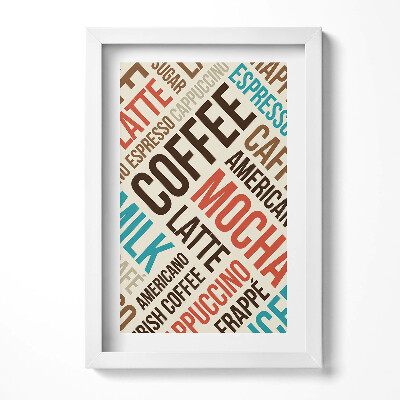 Obraz s rámem elegantní Titulky do kuchyně - názvy kávy
