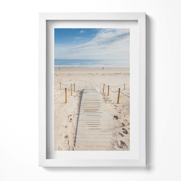 Obraz s rámem elegantní Dřevěná cesta na písku