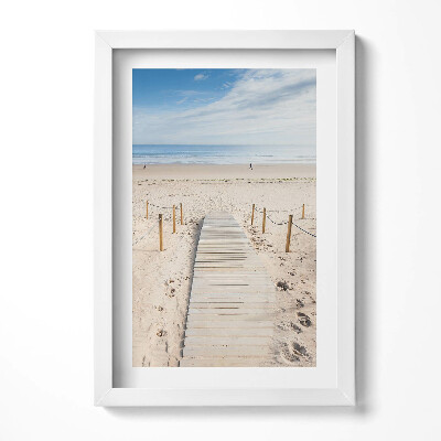 Obraz s rámem elegantní Dřevěná cesta na písku