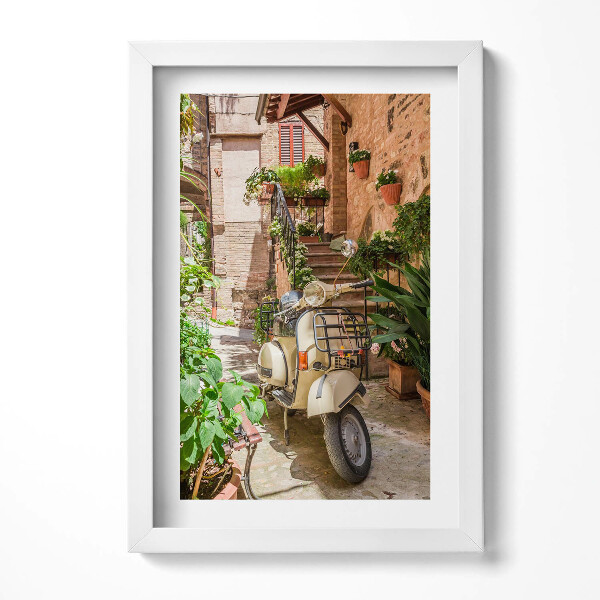 Obraz s rámem elegantní Motocykl v italské ulici