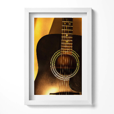 Obraz s rámem elegantní Černý kytarový nástroj