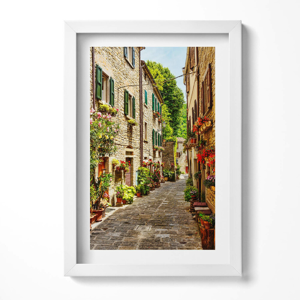 Obraz s rámem elegantní Malebná městská ulice