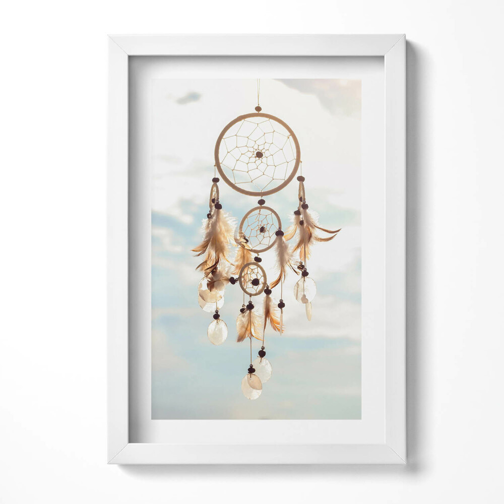 Obraz s rámem elegantní Boho lapač snů proti obloze