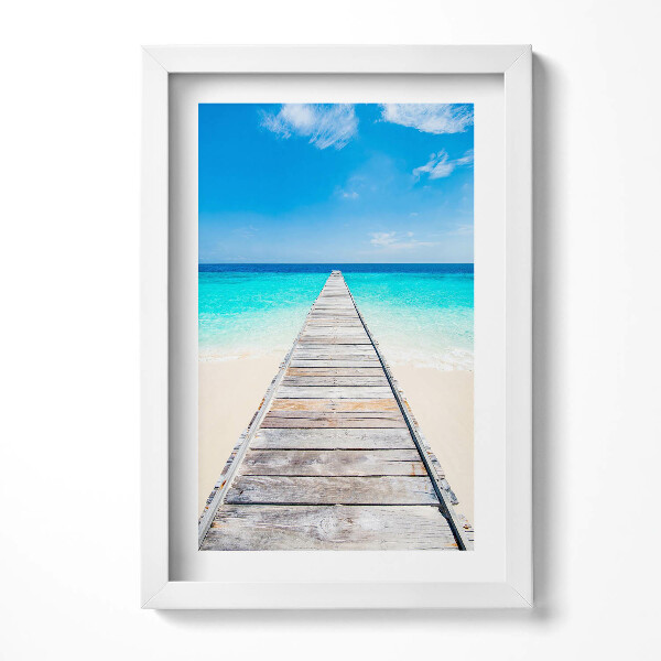 Obraz s rámem elegantní Krajina dřevěného mola a oceánu