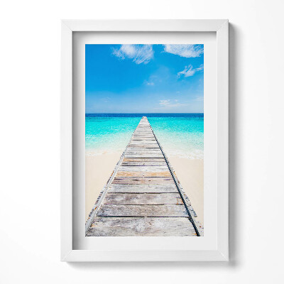 Obraz s rámem elegantní Krajina dřevěného mola a oceánu