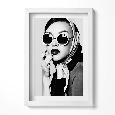 Obraz s rámem elegantní Černobílý portrét okouzlující ženy
