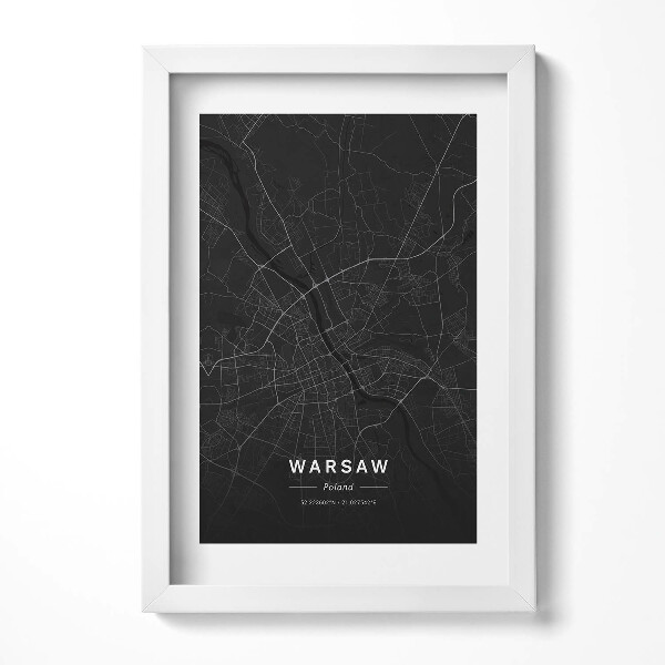 Obraz s rámem elegantní Mapa města Varšava Polsko