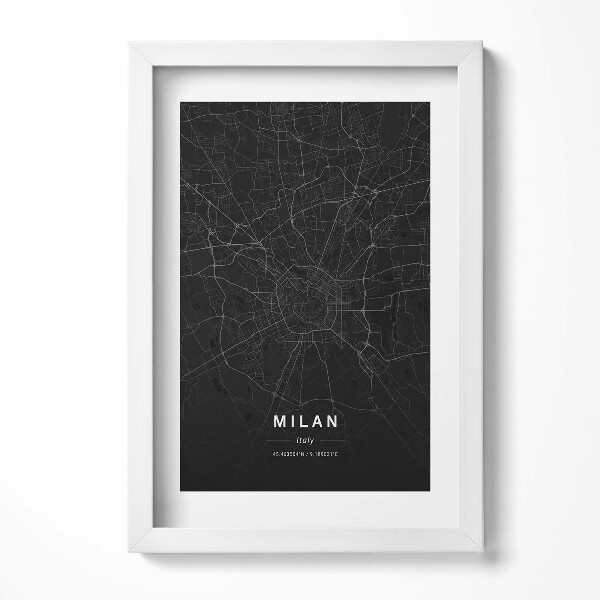 Obraz s rámem elegantní Mapa města Milán Itálie