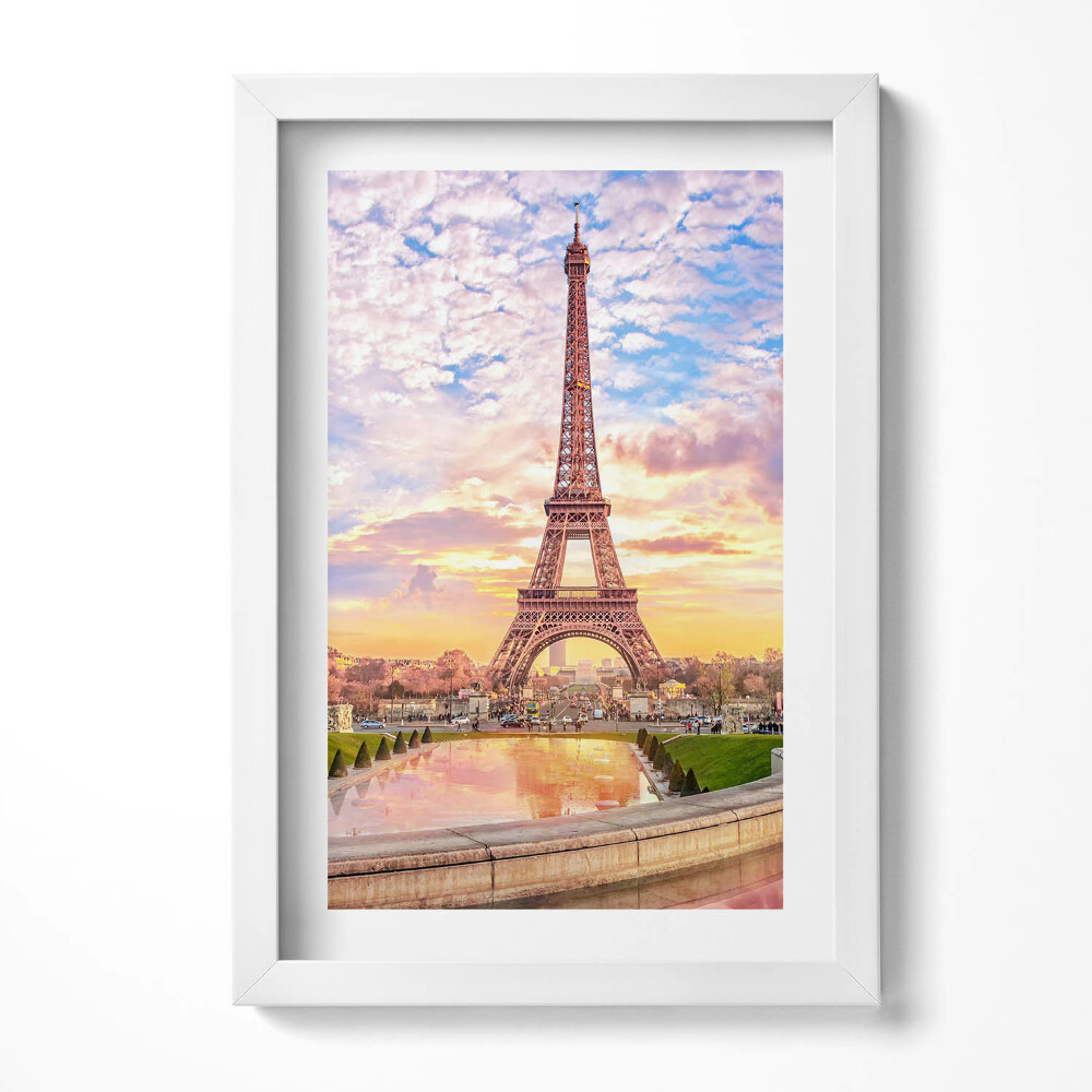Obraz s rámem elegantní Romantický pohled na Eiffelovu věž v Paříži