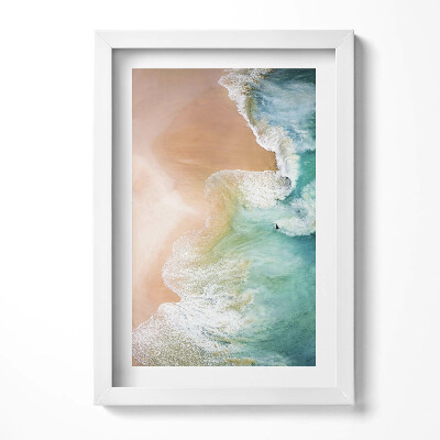 Obraz s rámem elegantní Mořské vlny a pláž z ptačí perspektivy