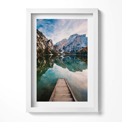 Obraz s rámem elegantní Výhled na hory, jezero a lesy