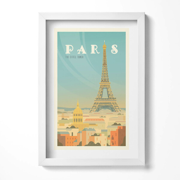 Obraz s rámem elegantní Ilustrace Paříže a Eiffelovy věže