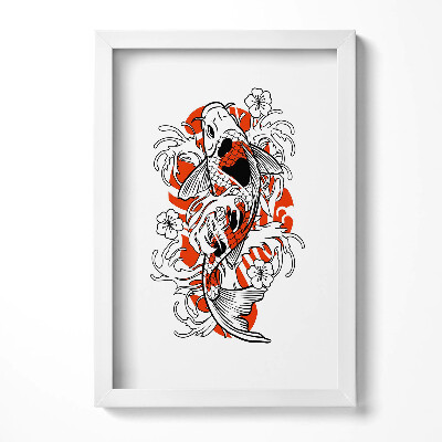 Obraz s rámem elegantní Ilustrace ryb Koi v japonském stylu