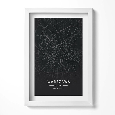 Obraz s rámem elegantní Mapa města Varšavy, hlavního města Polska