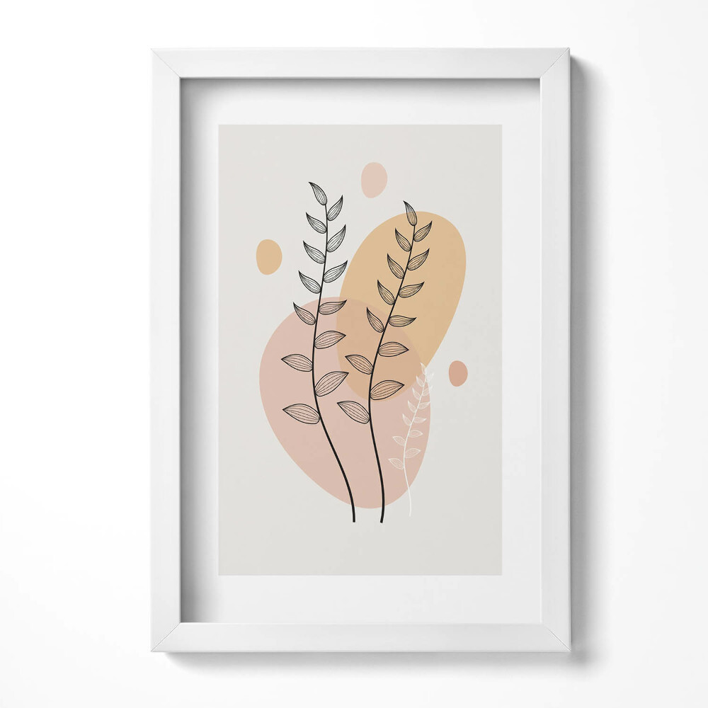 Obraz s rámem elegantní Boho abstraktní rostliny
