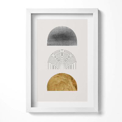 Obraz s rámem elegantní Boho abstraktní minimalistické tvary se zlatem