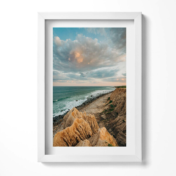 Obraz s rámem elegantní Letní krajina mořské oblohy a nábřeží