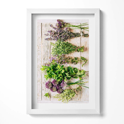 Obraz s rámem elegantní Rostliny a byliny na prknech